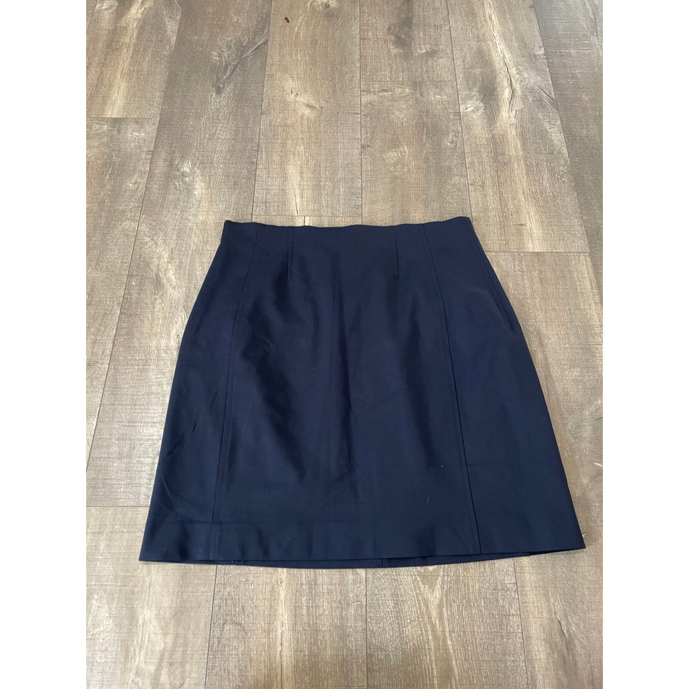 MM.LaFleur Skirt 14 Navy Blue Wool Quiet Luxury Italian Fabric Professional Line